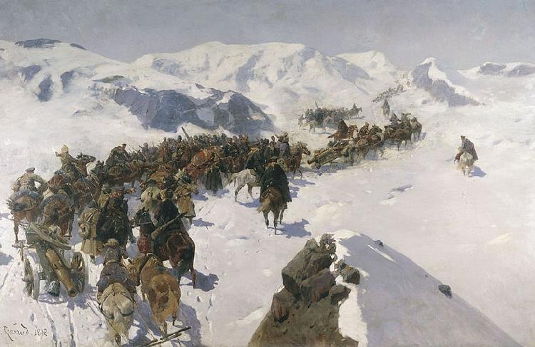 Franz Roubaud Count Argutinsky crossing the Caucasian range